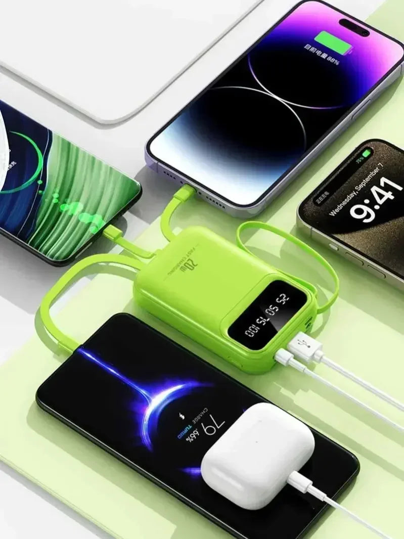 500000mAh Capacity Power Bank Large Capacity Super Fast Charging External Battery Built in 4 Wires for iPhone Huawei