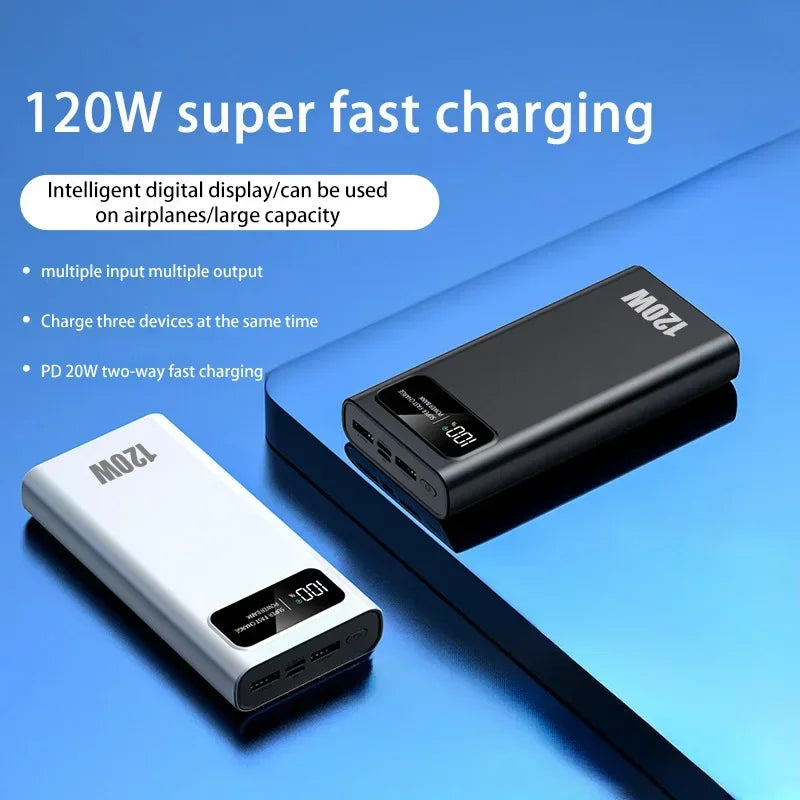 120W Power Bank Super Fast Charging 200000mAh Large Capacity Portable External Battery With Digital Display For Xiaomi iPhone