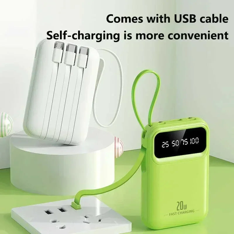 500000mAh Capacity Power Bank Large Capacity Super Fast Charging External Battery Built in 4 Wires for iPhone Huawei