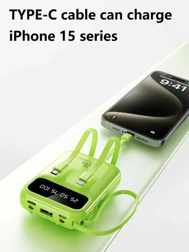 500000mAh Capacity Power Bank Large Capacity Super Fast Charging External Battery Built in 4 Wires for iPhone Huawei