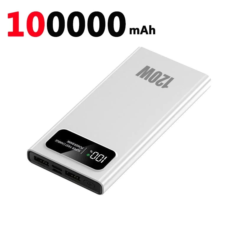120W Power Bank Super Fast Charging 200000mAh Large Capacity Portable External Battery With Digital Display For Xiaomi iPhone