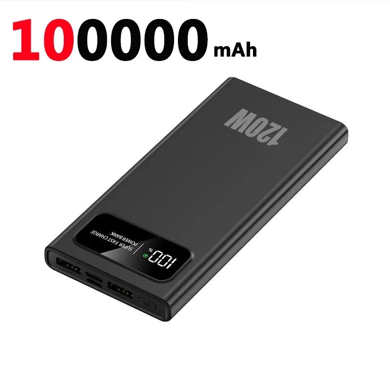 120W Power Bank Super Fast Charging 200000mAh Large Capacity Portable External Battery With Digital Display For Xiaomi iPhone