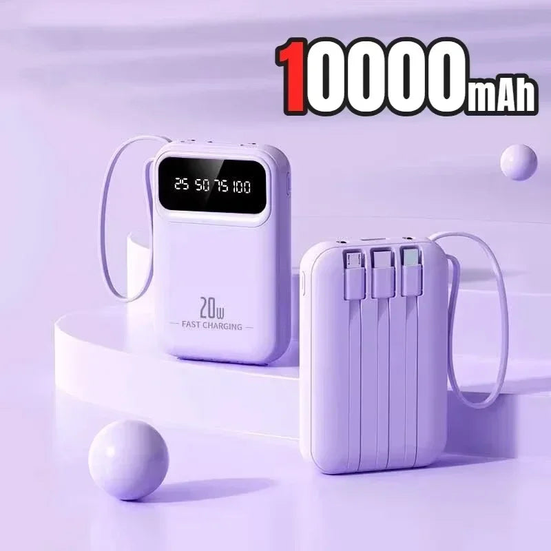 500000mAh Capacity Power Bank Large Capacity Super Fast Charging External Battery Built in 4 Wires for iPhone Huawei