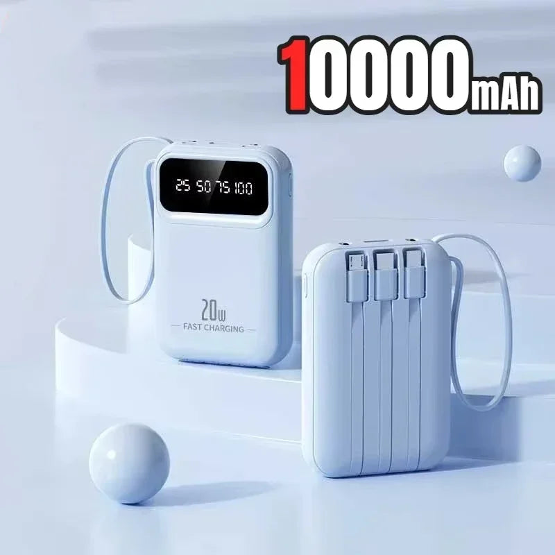 500000mAh Capacity Power Bank Large Capacity Super Fast Charging External Battery Built in 4 Wires for iPhone Huawei