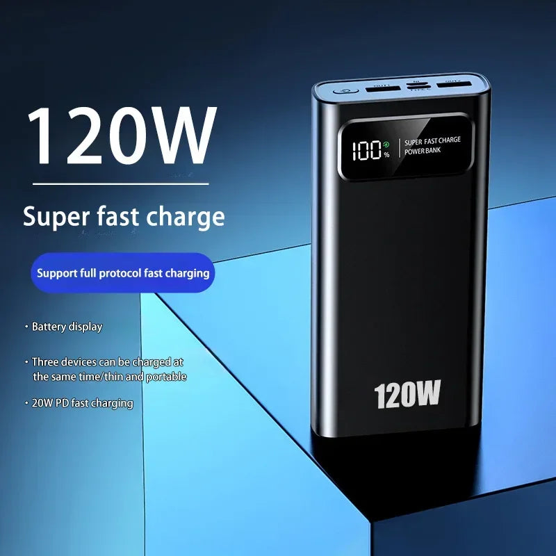 120W Power Bank Super Fast Charging 200000mAh Large Capacity Portable External Battery With Digital Display For Xiaomi iPhone