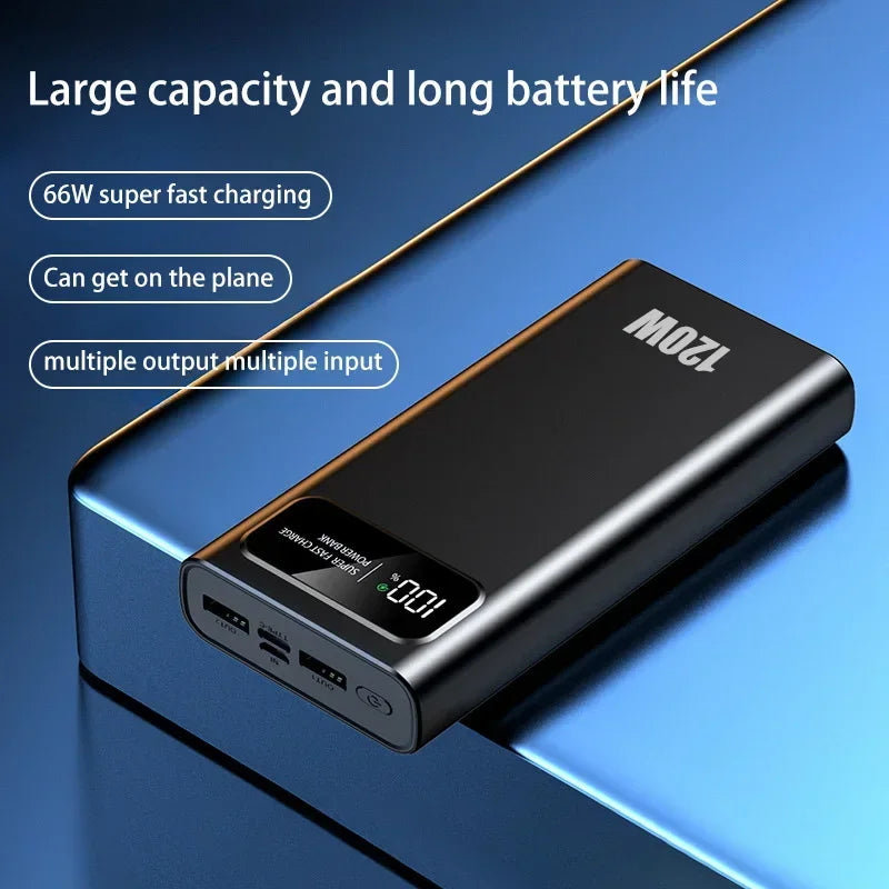 120W Power Bank Super Fast Charging 200000mAh Large Capacity Portable External Battery With Digital Display For Xiaomi iPhone